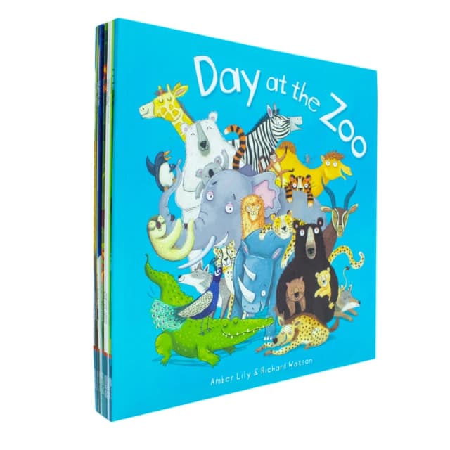 A Day at the Zoo 10 Animal Stories Illustrated Picture Flats Book Collection Animal Magic, Little Giraffe Big Idea, Little Penguin Various (Amber Lily