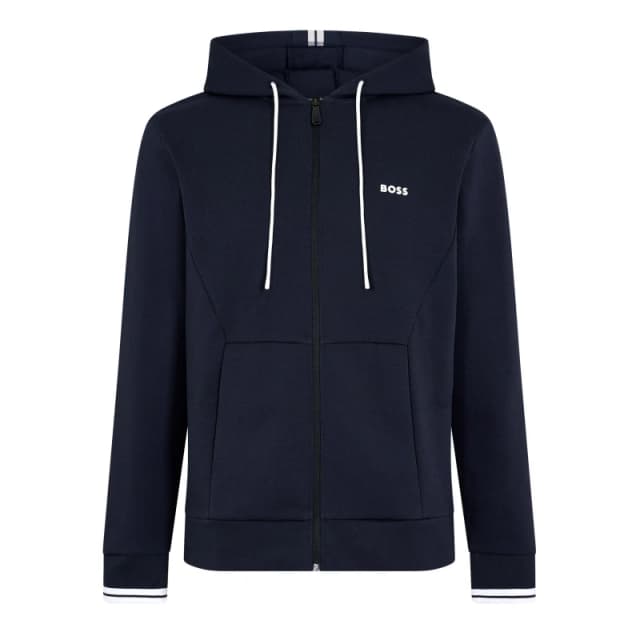 Boss Mens Zip Hoodie, Advanced Stretch Dark Blue male S