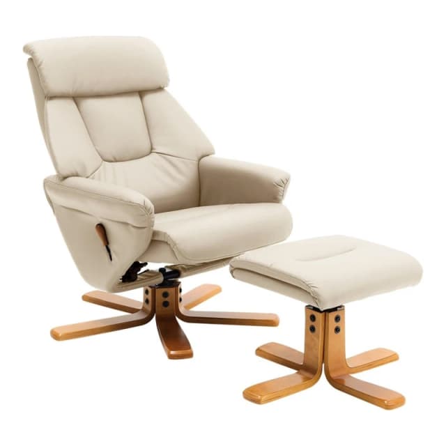 Kabinet UK Swivel Linen Lounge Recliner with Ottoman Brown unisex One size