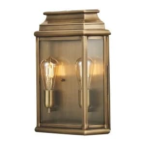 2 Light Large Wall Lantern - Brass Finish IP44, E27