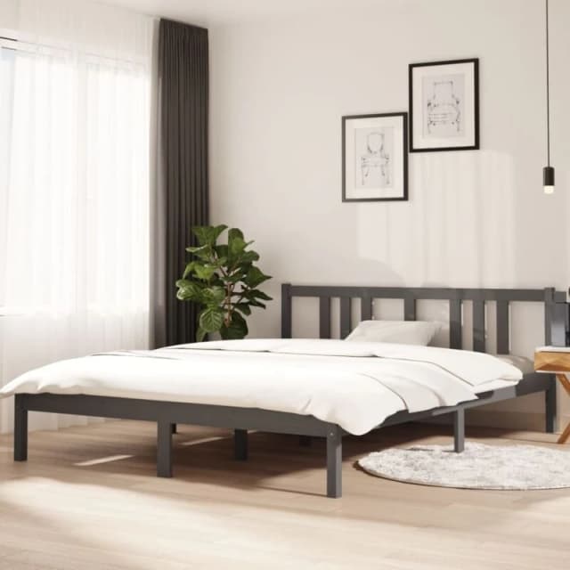 VIDAXL Bed Frame without Mattress Grey Solid Wood 150x200cm King Size King Size Vidaxl 8720286998366