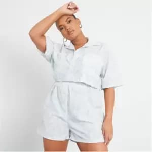 I Saw It First Plus Size Raw Hem Crop Shirt - Blue