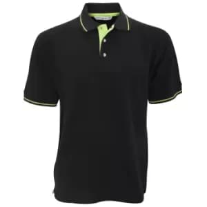 Kustom Kit Mens St. Mellion Mens Short Sleeve Polo Shirt (2XL) (Black/Lime)