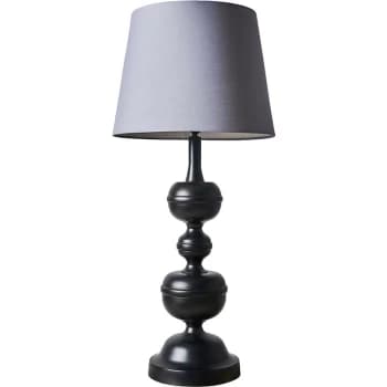 Tall Matt Black Table Lamp with a Tapered Lampshade - Grey - No Bulb