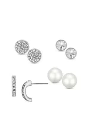 Buckley London Rhodium 4 Piece Stud Earring Pack