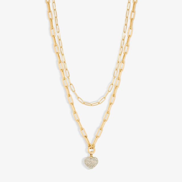Jon Richard Gold Plated Pave Heart Double Row Necklace Jewellery Sets One Size Gold 72206010000