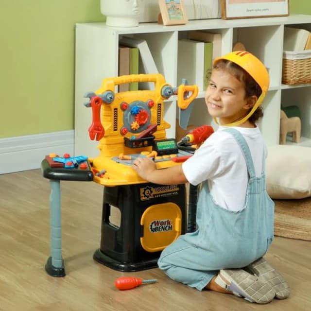 AIYAPLAY 102Pcs Play Tools Toy with Electric Drill, Storage, Yellow - Aiyaplay 5061025077755