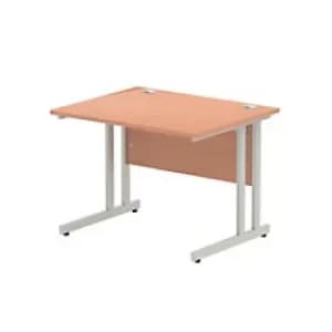 Dynamic Rectangular Office Desk Beech MFC Cantilever Leg Grey Frame Impulse 1000 x 800 x 730mm