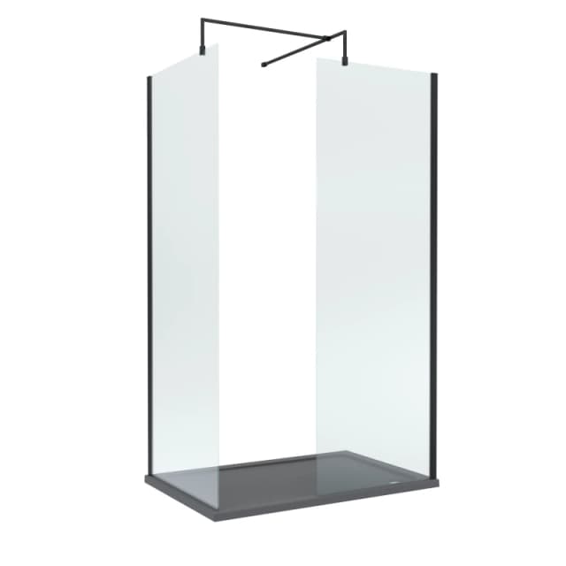 Balterley 8mm Glass Wetroom Screens Matt Black & Slate Grey Tray 1200 x 900mm Black Unisex