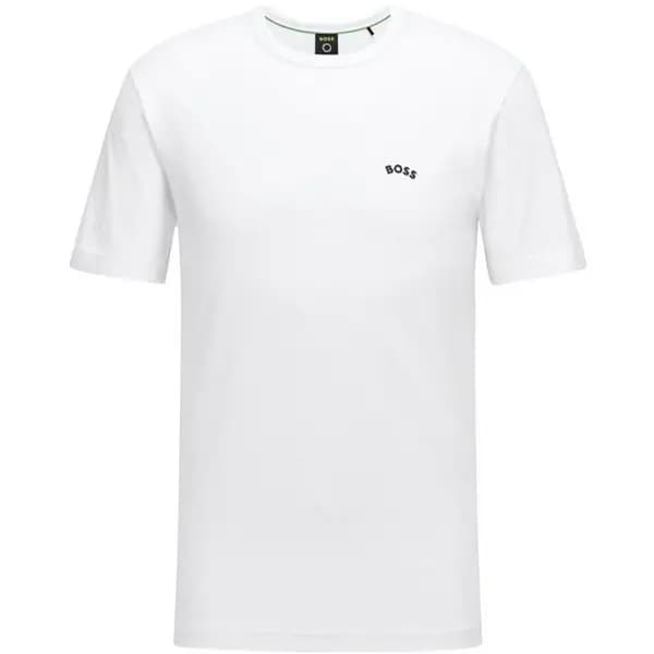 Boss Curved Logo T Shirt - White 2XL