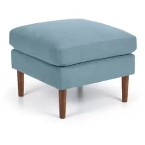 Square Ottoman Footstool Blue Velvet Fabric Upholstered - Orpha