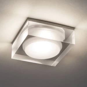 LED 1 Light Square Bathroom Surface Mounted Downlight Clear Acrylic IP44