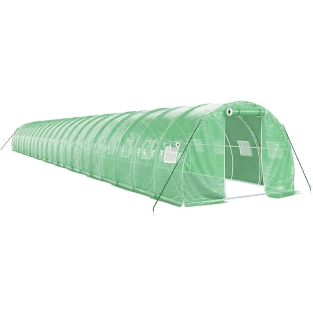 vidaXL Greenhouse with Steel Frame Green 66 m 22x3x2 m, Green 3188048