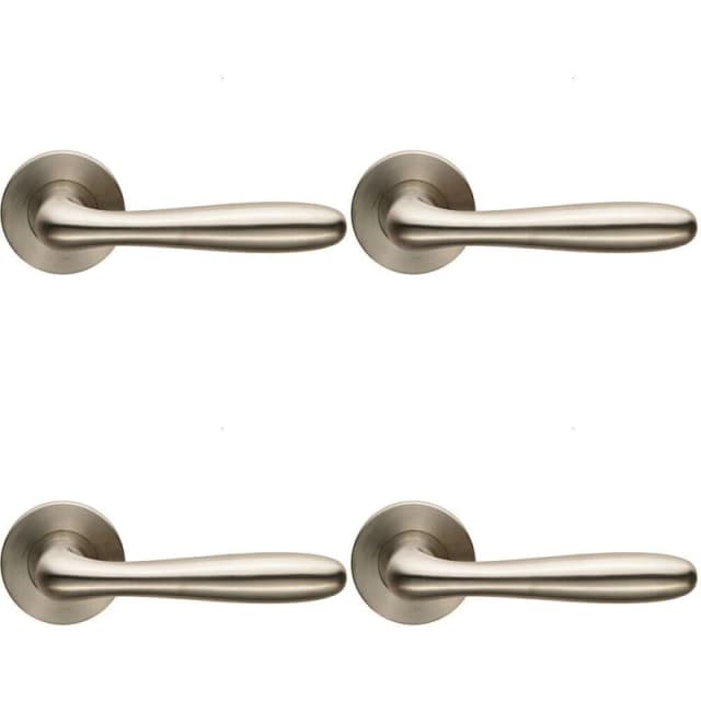 Loops 4x PAIR Smooth Rounded Bar Handle on Slim Round Rose Concealed Fix Satin Steel Metallics