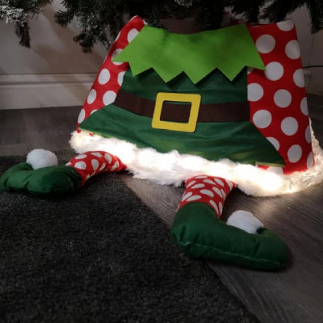 Samuel Alexander 60Cm Elf USB LED Fabric Christmas Tree Skirt With Timer Function In Warm White