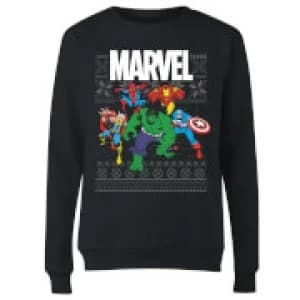 Marvel Avengers Group Womens Christmas Sweatshirt - Black