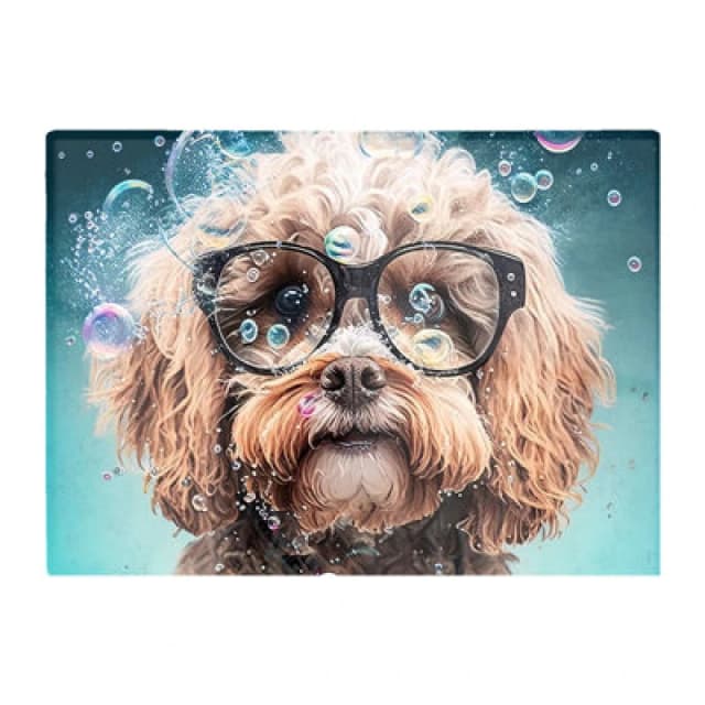 Warren Reed Designer Cavapoo Dog With Glasses Splashart Chopping Board