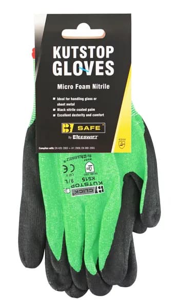 Beeswift Beeswift Kutstop Micro Foam Nitrile Gloves 1 Pair Green L BS050L