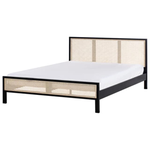 Beliani Bed Pine Wood Salernas 160 X 200 Cm (Eu King Size) Black