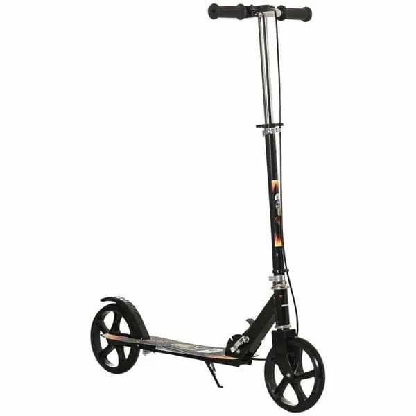 Homcom Foldable Kick Scooter W/ Adjustable Height, Break, Big Wheels Black