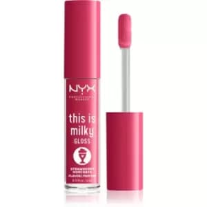 NYX Professional Makeup This is Milky Gloss Milkshakes Hydrating Lip Gloss with Fragrance Shade 10 Strawberry Horchata 4 ml