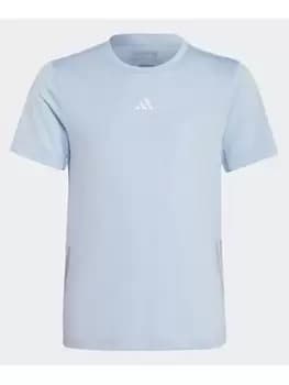 adidas Running Aeroready 3-stripes T-Shirt, Blue, Size 11-12 Years