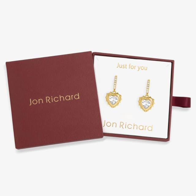 Jon Richard 14Ct Gold Plated Heart Birthstone Huggies - April Gold female One Size