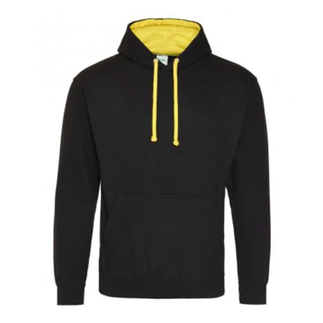 AWDis AWDis Men Varsity Hooded Sweatshirt Hoodie in Jet Black Size: Small Jet Black S Male 5057520074009