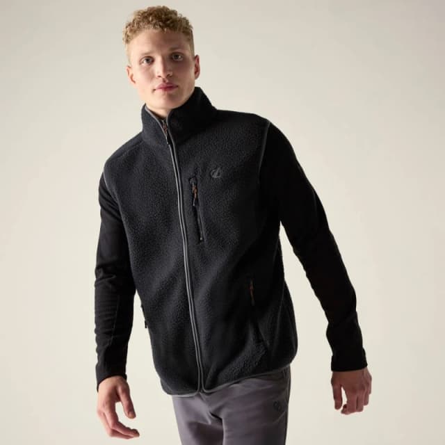 Dare 2b Mens Camber Full Zip Fleece Gilet in Jet Black Size: 3XL Jet Black Male 3XL