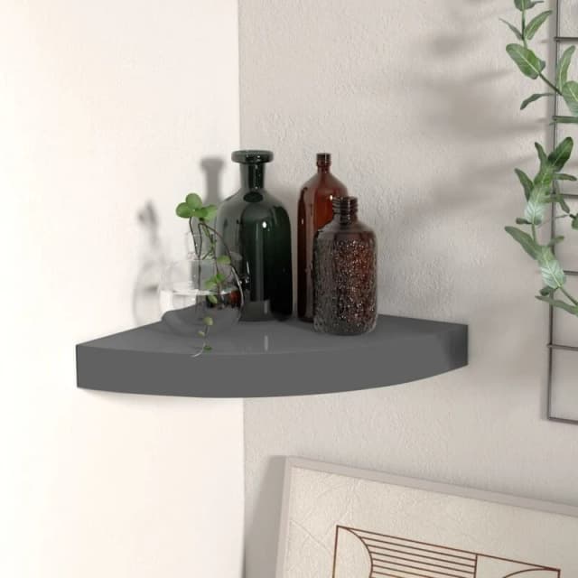 VIDAXL Vidaxl - Floating Corner Shelf High Gloss Grey 25x25x3.8cm mdf 8720286075234