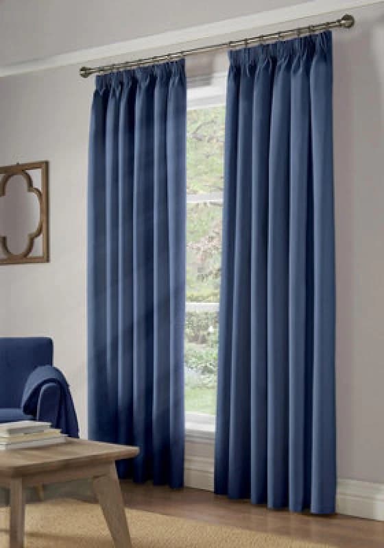 Luxury Living Essential Room Darkening Pencil Pleat Curtains Blue