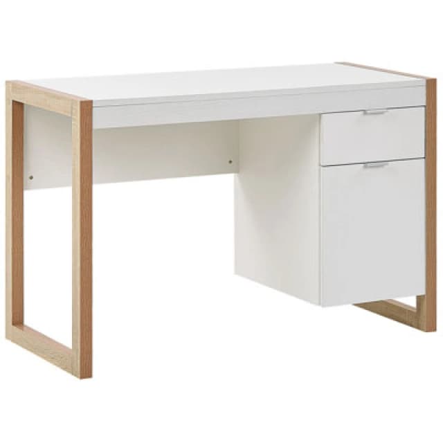 Beliani Home Office Desk Johnson Brown/ White 112cm 50 Cm With Storage