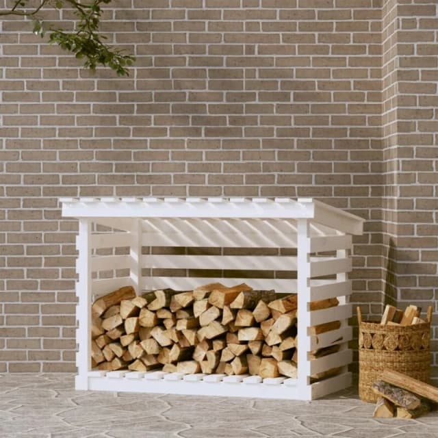 vidaXL Firewood Rack White 108x73x79cm Solid Wood Pine, White 822228