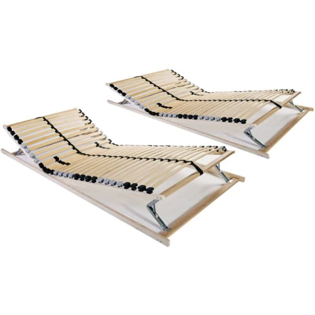 VIDAXL Slatted Bed Bases without Mattress 2 pcs with 28 Slats 90x200cm Vidaxl 3051429