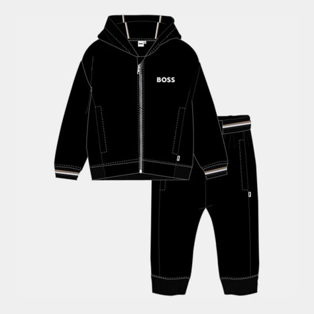 Boss Kids Fleece Tracksuit Black 09B male 9 Mnth