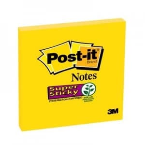 Post-it Yellow Super Sticky Notes 76x76mm 654-S6 PK6