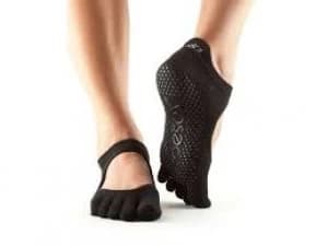 Toesox Bellarina Full Toe Non Slip Socks Black Small 3.5-5;5