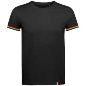 SOLS Mens Rainbow T-Shirt (3XL) (Deep Black/Multicolour)