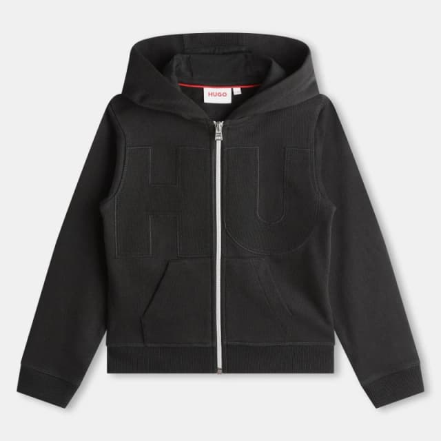 HUGO Logo Zip Hoodie - Black 4 - 5 Years