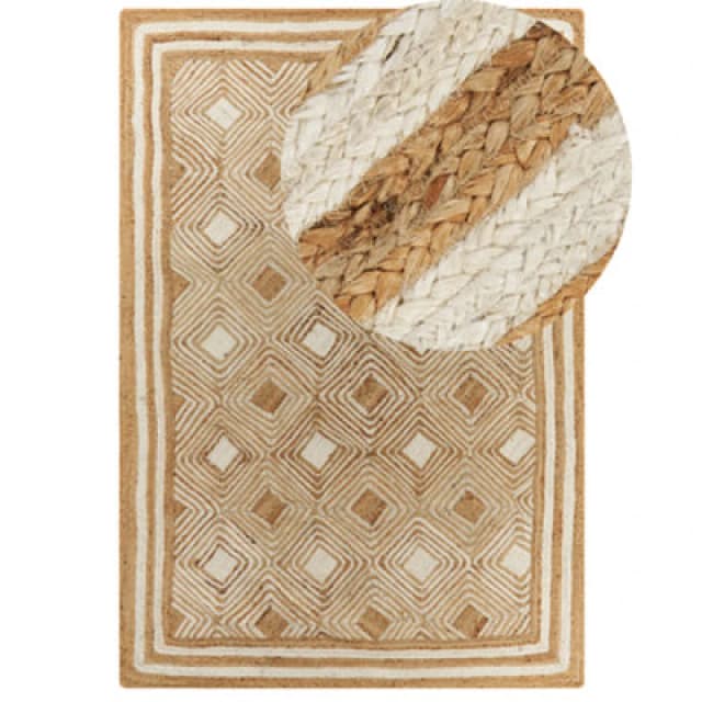 Beliani Rug Mengen Beige 160 X 230 Cm Jute