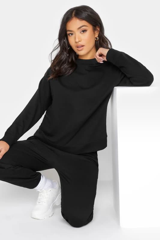 PixieGirl Womens Petite Sweatshirt in Black Size: 12 Black Female 12