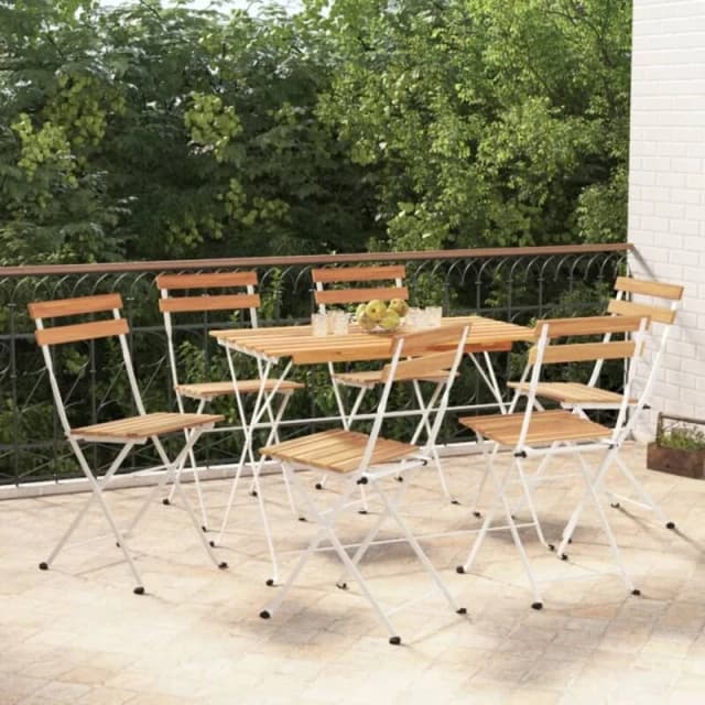 VIDAXL 7 Piece Folding Bistro Set Solid Wood Acacia and Steel Vidaxl 8720845665968