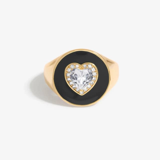 Jon Richard Jon Richard Gold Plated Cubic Zirconia Heart And Enamel Ring Gold