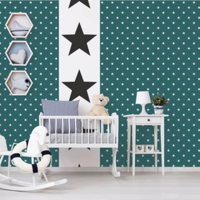 Galerie Deauville 2 Green White Deauville Star Smooth Wallpaper
