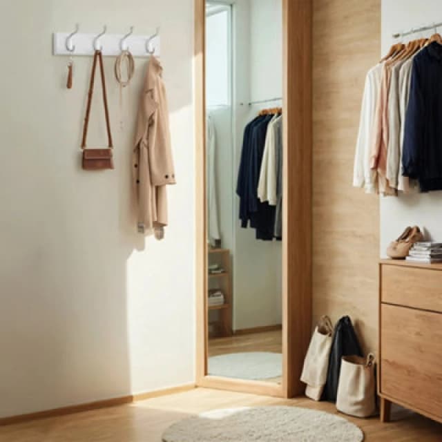 LEDREM Coat Rack, Wall-Mounted Coat Hook, 4 Dual Metal Hooks, For Coats, Bags, In The Hallway, Bedroom, Living Room, White