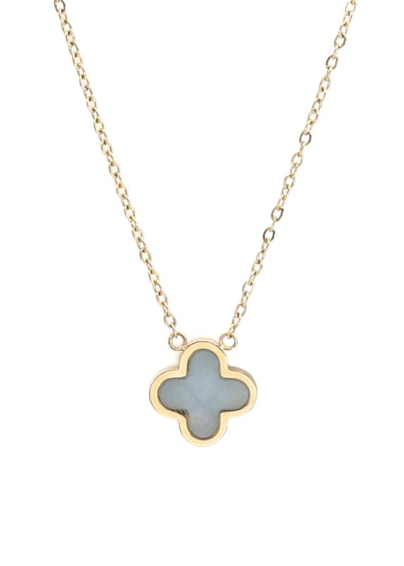 Say It With Gold Turquoise Crystal Clover Necklace Gold Unisex One Size
