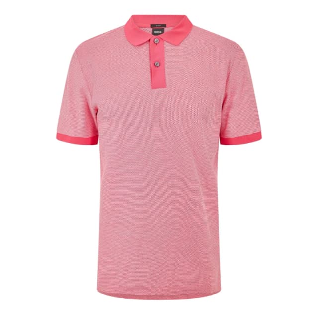 Boss Mens Phillipson Short Sleeve Polo Shirt Dark Pink male Small