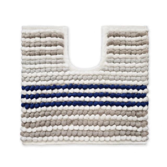 Allure Bath Fashions Striped Chunky Bobble Pedestal Mat - Navy