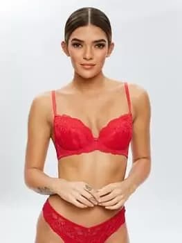 Ann Summers Bras Sexy Lace Planet Plunge Bra, Bright Red, Size 30D, Women