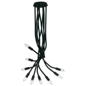Fan Europe LOVER 9 Light Multi Arm Semi Flush Ceiling light Black 100x120cm